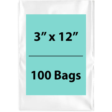 Clear Flat Poly Bags 3"X12" 100 Bags